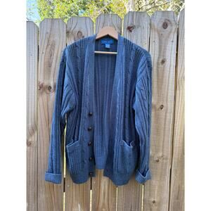 Navy Grandpa Cardigan — 90s / Slouchy Layering Knit